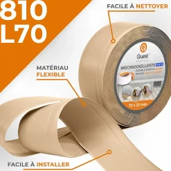 Quest Plinthe en PVC Flexible 70x20mm, 10m, Plinthe Souple et Élastique pour Finitions et Surfaces de Jonction, sablonneux- Plinthe Pour Sol En Vinyle Et Pvc
