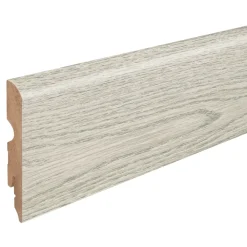 GoodHome Plinthe MDF , effet chêne gris clair , décor 50, H.8 cm x L.220 cm x ép.13 mm, résistant à l'eau (vendue à la pièce)- Plinthe Bois|Plinthe Bois