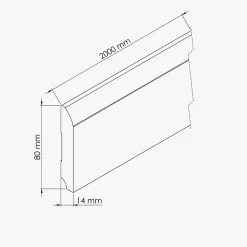 Tecnoprofils Plinthe MDF 2 m - Chêne Français - Lot de 5 - 80 x 14 mm, Lot de 5- Plinthe Bois|Plinthe Bois