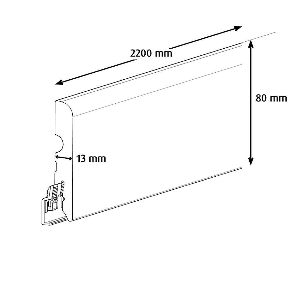 GoodHome Plinthe MDF 220 x 8 cm Décor 55 gris (vendue à la pièce)- Plinthe Pour Parquet Et Stratifié