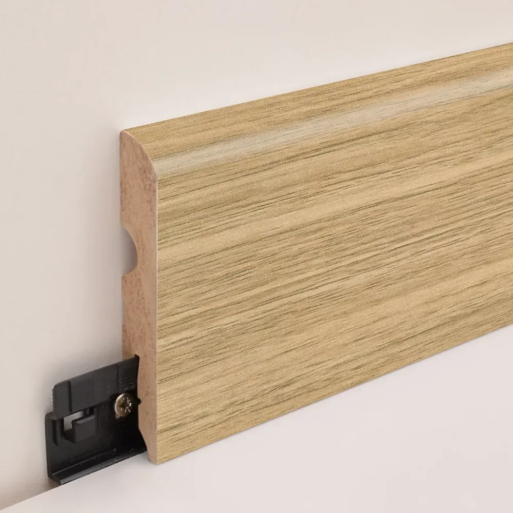 GoodHome Plinthe MDF arrondie, effet chêne , décor 3, H.8 cm x L.220 cm x ép.13 mm (vendue à la pièce)- Plinthe Pour Parquet Et Stratifié