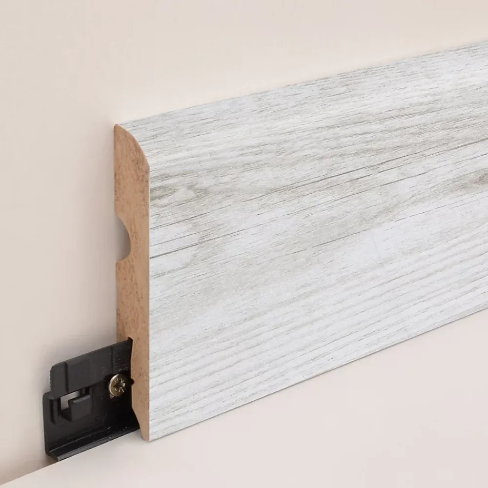 GoodHome Plinthe MDF arrondie, effet chêne gris clair , décor 6H.8 cm x L.220cm x ép.13 mm (vendue à la pièce)- Plinthe Pour Parquet Et Stratifié