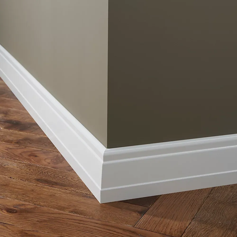GoodHome Plinthe Pour Parquet Et Stratifié<Plinthe MDF Blanc art déco 220 x 10 cm Décor 10 (vendue à la pièce)