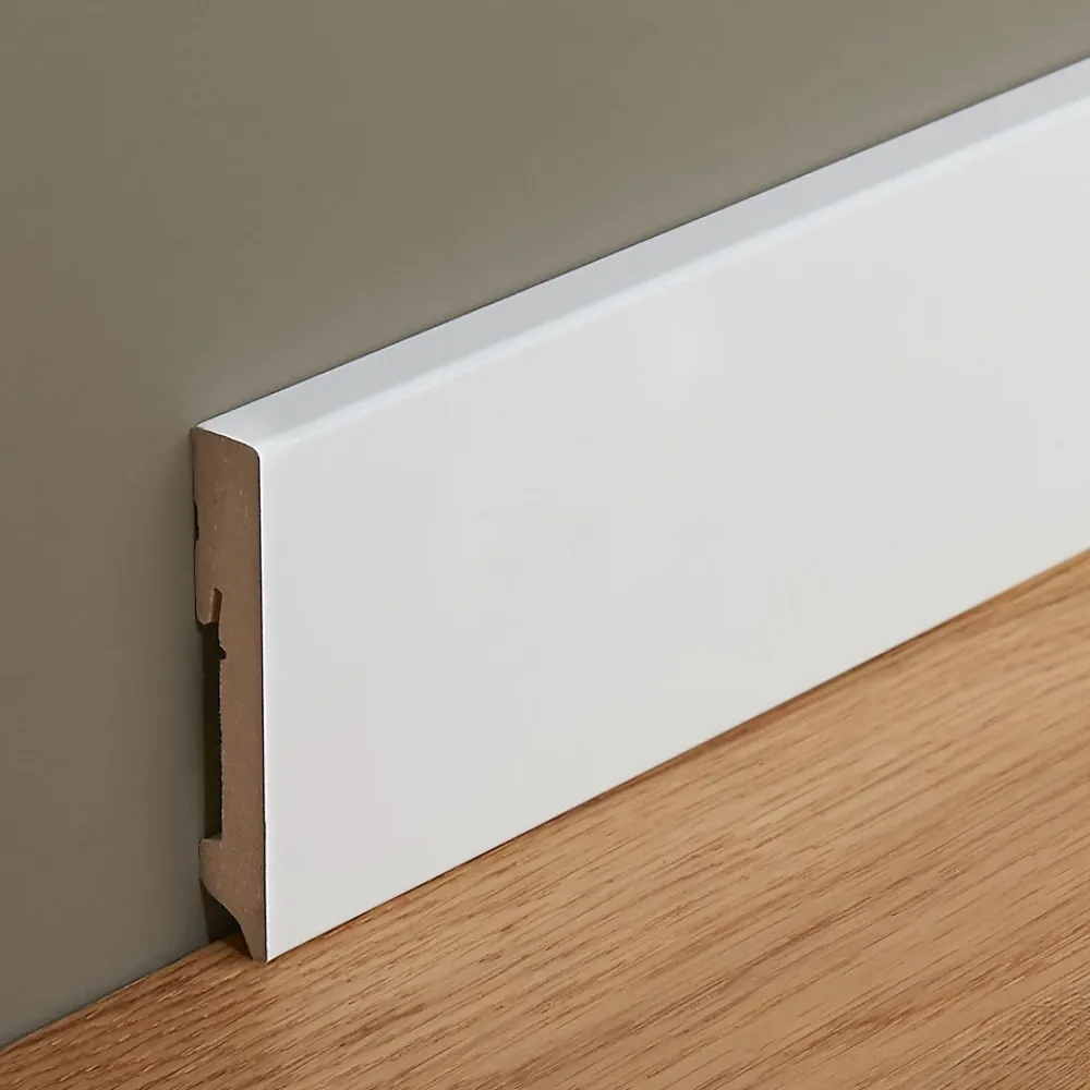GoodHome Plinthe Pour Parquet Et Stratifié<Plinthe MDF Blanc contemporaine 220 x 10 cm Décor 10 (vendue à la pièce)