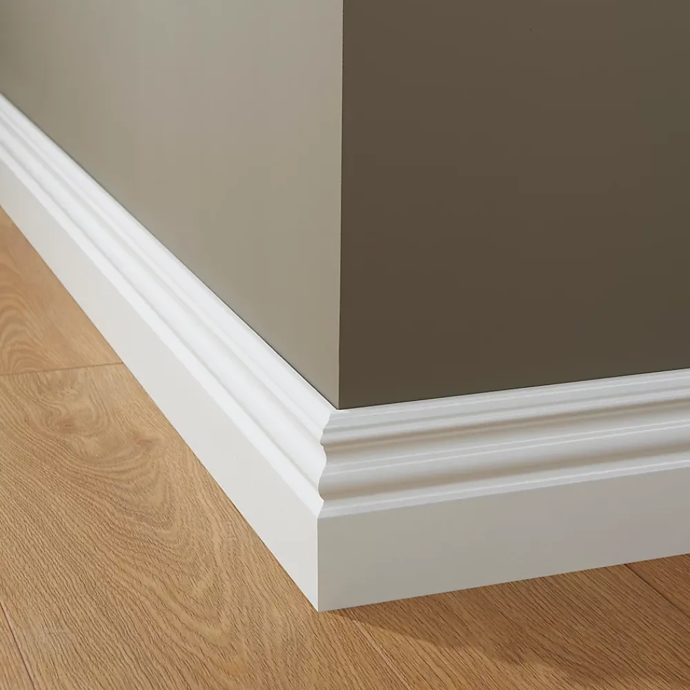 GoodHome Plinthe Pour Parquet Et Stratifié<Plinthe MDF Blanc 220 x 12 cm Décor 10 (vendue à la pièce)