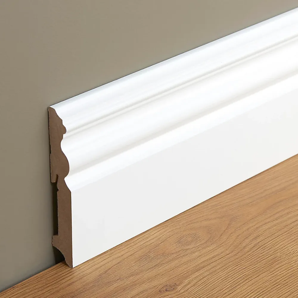 GoodHome Plinthe Pour Parquet Et Stratifié<Plinthe MDF Blanc 220 x 12 cm Décor 10 (vendue à la pièce)