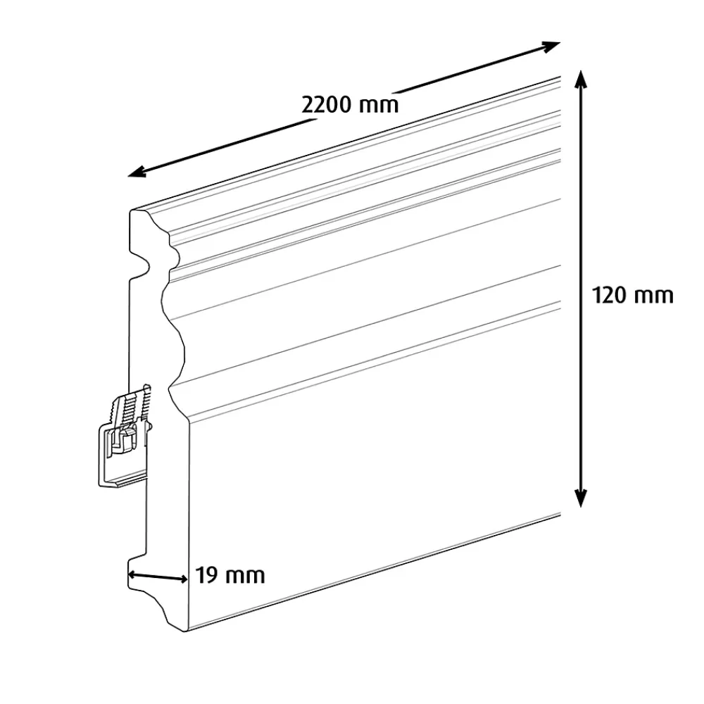 GoodHome Plinthe Pour Parquet Et Stratifié<Plinthe MDF Blanc 220 x 12 cm Décor 10 (vendue à la pièce)