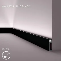 Noel & Marquet Plinthe Pour Parquet Et Stratifié<Plinthe NMC WALLSTYL IL10 BLACK Moulure décorative Moulure en stuc Éclairage indirect