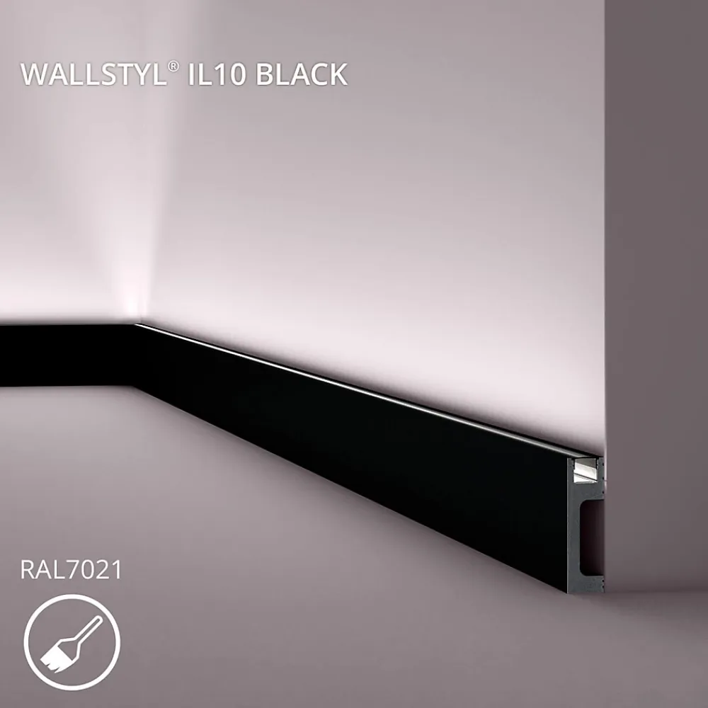 Noel & Marquet Plinthe Pour Parquet Et Stratifié<Plinthe NMC WALLSTYL IL10 BLACK Moulure décorative Moulure en stuc Éclairage indirect