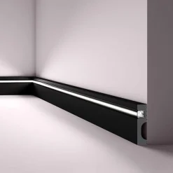 Noel & Marquet Plinthe NMC WALLSTYL IL11 BLACK Moulure décorative Moulure en stuc Éclairage indirect- Plinthe Pour Parquet Et Stratifié