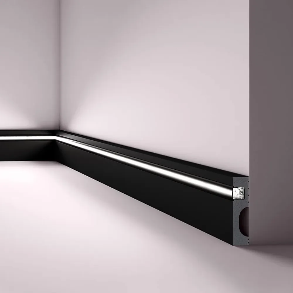 Noel & Marquet Plinthe NMC WALLSTYL IL11 BLACK Moulure décorative Moulure en stuc Éclairage indirect- Plinthe Pour Parquet Et Stratifié