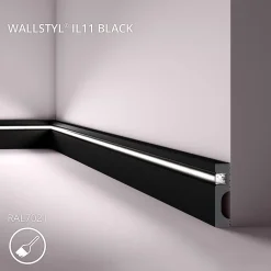 Noel & Marquet Plinthe NMC WALLSTYL IL11 BLACK Moulure décorative Moulure en stuc Éclairage indirect- Plinthe Pour Parquet Et Stratifié