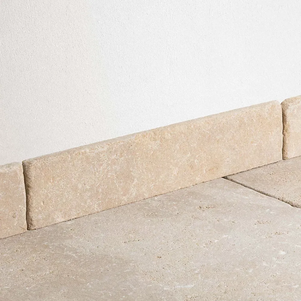 Ro'Ma Nature Plinthe Pierre de l'Atlas Beige 40x8x1,5 cm Vieillie (lot de 10 soit 4 mètres) -- Plinthe Pour Carrelage Sol