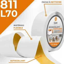 Quest Plinthe Souple Auto-Adhésive en PVC 70x20mm, 1m, Bande Flexible, Facile à Installer, Adaptée à Toutes Surfaces, blanc- Plinthe Pour Sol En Vinyle Et Pvc