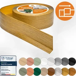 Quest Plinthe Souple Auto-Adhésive en PVC 50x20mm, 25m, Bande Flexible, Facile à Installer, sur Toutes les Surfaces, chêne- Plinthe Pour Sol En Vinyle Et Pvc
