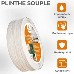 Quest Plinthe Pour Sol En Vinyle Et Pvc<Plinthe Souple Auto-Adhésive en PVC 50x20mm, 5m, Bande Flexible, Facile à Installer, sur Toutes les Surfaces, bouleau