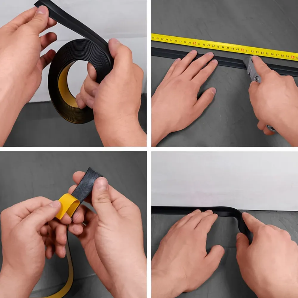 Quest Plinthe Pour Sol En Vinyle Et Pvc<Plinthe Souple Auto-Adhésive en PVC 25x15mm, 25m, Bande Élastique pour Finitions et Étanchéité des Jonctions, noir