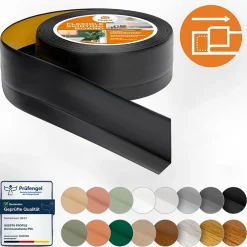 Quest Plinthe Souple Auto-Adhésive en PVC 50x20mm, 5m, Bande Flexible, Facile à Installer, sur Toutes les Surfaces, noir- Plinthe Pour Sol En Vinyle Et Pvc