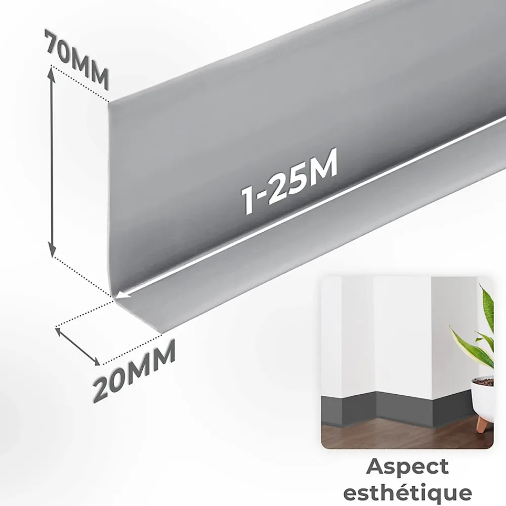 Quest Plinthe Pour Sol En Vinyle Et Pvc<Plinthe Souple Auto-Adhésive en PVC 70x20mm, 15m, Bande Flexible, Facile à Installer, Adaptée à Toutes Surface, brique