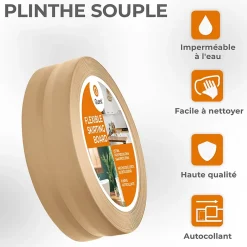 Quest Plinthe Souple Auto-Adhésive en PVC 50x20mm, 25m, Bande Flexible, Facile à Installer, sur Toutes les Surfaces, sablonneux- Plinthe Pour Sol En Vinyle Et Pvc