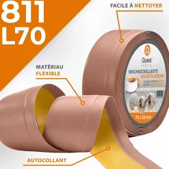 Quest Plinthe Pour Sol En Vinyle Et Pvc<Plinthe Souple Auto-Adhésive en PVC 70x20mm, 1m, Bande Flexible, Facile à Installer, Adaptée à Toutes Surfaces, brun clair