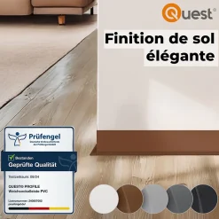 Quest Plinthe Pour Sol En Vinyle Et Pvc<Plinthe Souple Auto-Adhésive en PVC 100x25mm, 1m, Bande Flexible, Facile à Installer, Adaptée à Toutes Surface, blanc