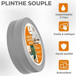 Quest Plinthe Pour Sol En Vinyle Et Pvc<Plinthe Souple Auto-Adhésive en PVC 50x20mm, 25m, Bande Flexible, Facile à Installer, sur Toutes les Surfaces, gris