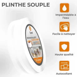 Quest Plinthe Souple Auto-Adhésive en PVC 32x23mm, 15m, Bande Flexible, Facile à Installer, sur Toutes les Surfaces, blanc- Plinthe Pour Sol En Vinyle Et Pvc
