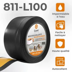 Quest Plinthe Pour Sol En Vinyle Et Pvc<Plinthe Souple Auto-Adhésive en PVC 100x25mm, 10m, Bande Flexible, Facile à Installer, Adaptée à Toutes Surfac, noir