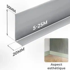 Quest Plinthe Souple Auto-Adhésive en PVC 50x20mm, 15m, Bande Flexible, Facile à Installer, sur Toutes les Surfaces, chêne- Plinthe Pour Sol En Vinyle Et Pvc