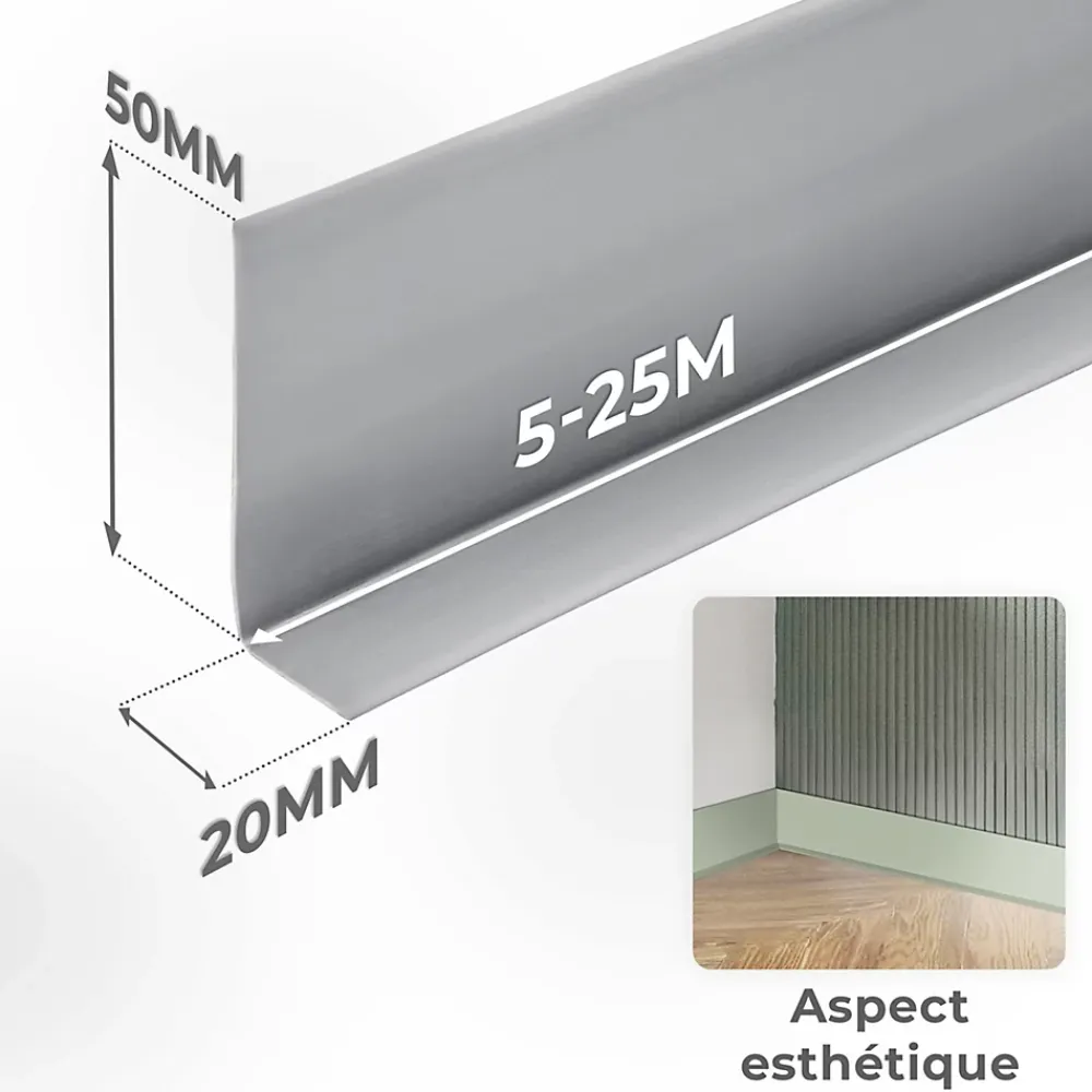 Quest Plinthe Souple Auto-Adhésive en PVC 50x20mm, 15m, Bande Flexible, Facile à Installer, sur Toutes les Surfaces, chêne- Plinthe Pour Sol En Vinyle Et Pvc