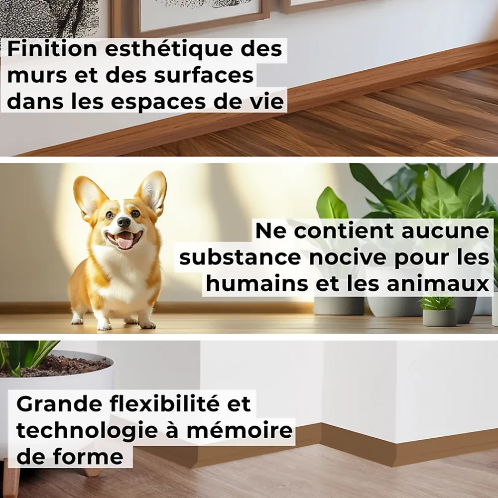 Quest Plinthe Souple Auto-Adhésive en PVC 50x20mm, 15m, Bande Flexible, Facile à Installer, sur Toutes les Surfaces, chêne- Plinthe Pour Sol En Vinyle Et Pvc