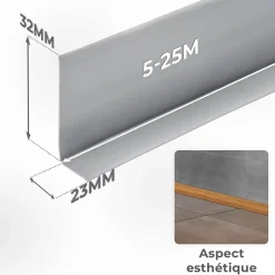Quest Plinthe Pour Sol En Vinyle Et Pvc<Plinthe Souple Auto-Adhésive en PVC 32x23mm, 5m, Bande Flexible, Facile à Installer, sur Toutes les Surfaces, graphite