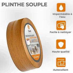 Quest Plinthe Souple Auto-Adhésive en PVC 32x23mm, 25m, Bande Flexible, Facile à Installer, sur Toutes les Surfaces, chêne rustique- Plinthe Pour Sol En Vinyle Et Pvc