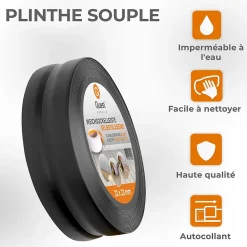 Quest Plinthe Souple Auto-Adhésive en PVC 32x23mm, 15m, Bande Flexible, Facile à Installer, sur Toutes les Surfaces, noir- Plinthe Pour Sol En Vinyle Et Pvc