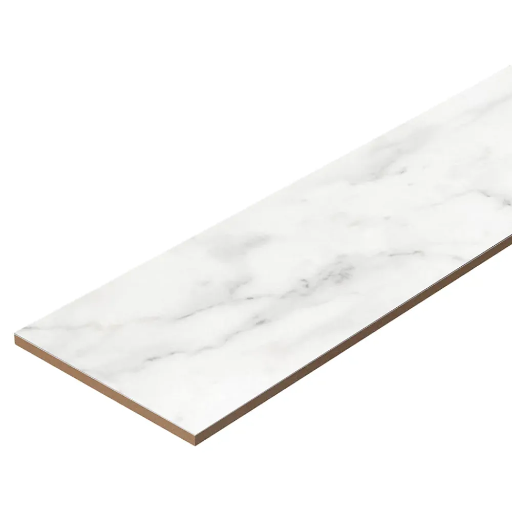 GoodHome Plinthe Pour Carrelage Sol<Plinthes en carrelage effet marbre blanc mat L.60 x l.7,5 cm x ép.8,5 mm, Aruma