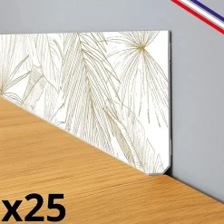 99Deco Plinthes PVC adhésives décoratives pour sol - Lot de 25 - 200x8 cm (50m) motif floral marron- Plinthe Pour Sol En Vinyle Et Pvc