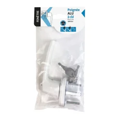 Acbat Poignée alu à clé blanc pour fenêtre L.125mm- Poignée De Fenêtre