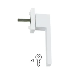 GoodHome Poignée De Fenêtre<Poignée alu carré blanc et 3 clés pour fenêtre pvc