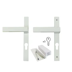 GoodHome Poignée Pour Porte-Fenêtre<Poignée alu carré cylindre blanc pour porte fenêtre pvc blanc