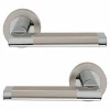GoodHome Poignée de porte droit à visser effet chrome satin gris Ø52mm , Jaslo- Poignée De Porte