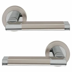 GoodHome Poignée de porte droit à visser effet chrome satin gris Ø52mm , Jaslo- Poignée De Porte
