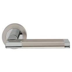GoodHome Poignée de porte droit à visser effet chrome satin gris Ø52mm , Jaslo- Poignée De Porte