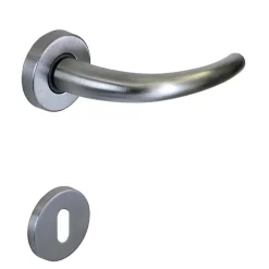 Hardwarexchange Poignée De Porte<Poignée de porte intérieure sur rosace Zamac chrome satiné mat Avec ressort de rappel