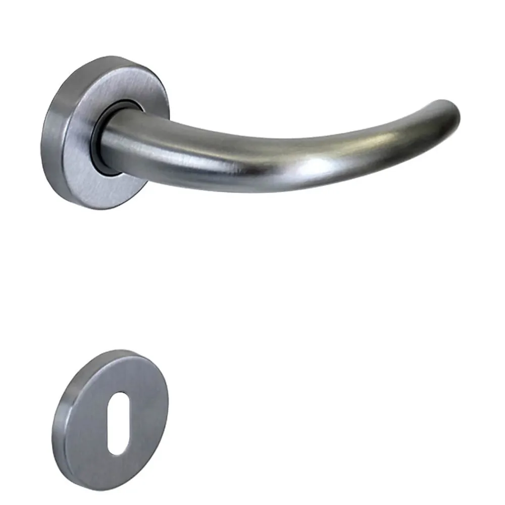 Hardwarexchange Poignée De Porte<Poignée de porte intérieure sur rosace Zamac chrome satiné mat Avec ressort de rappel