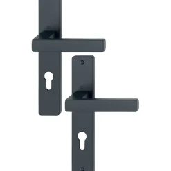 Hoppe Poignée de porte sur plaque longue - Toulon - - Noir mat - Clè I- Poignée De Porte