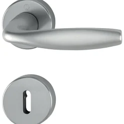 Hoppe Poignée de porte sur rosace ronde - New York - - inox mat - Clé L- Poignée De Porte