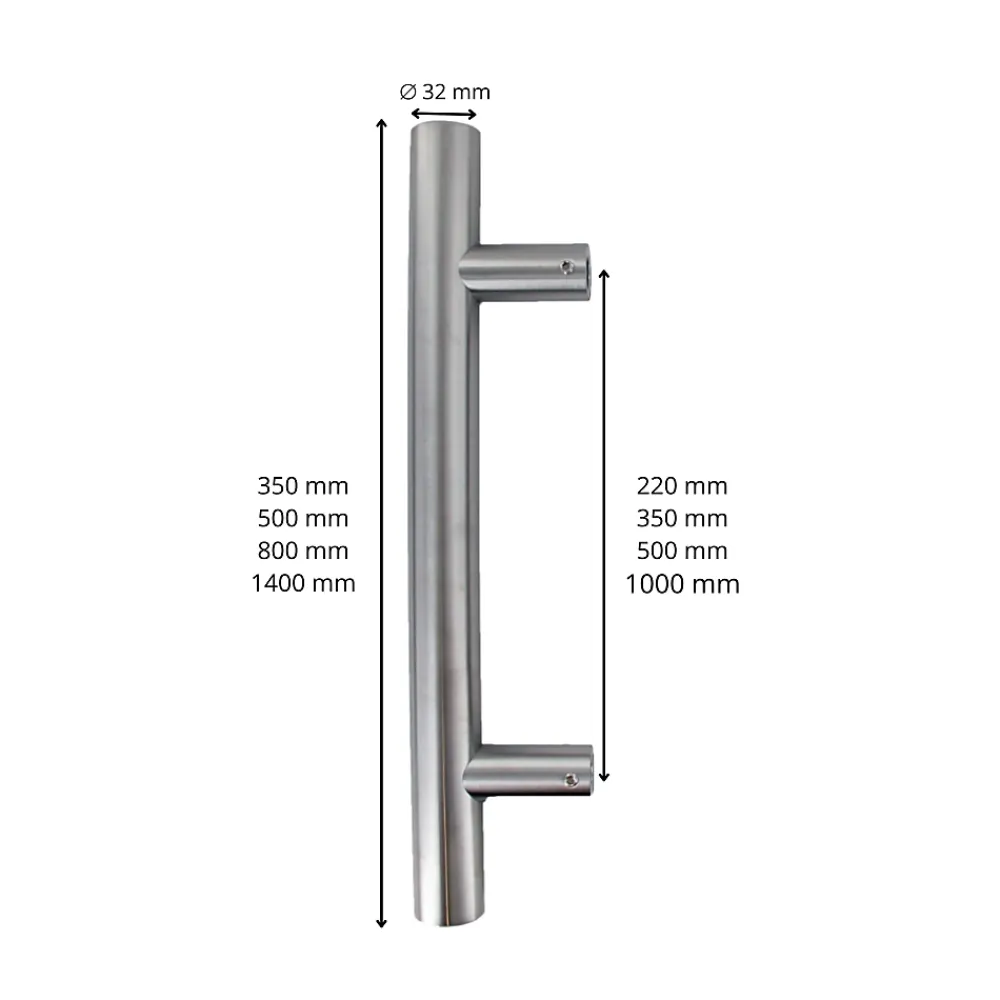 Secury-T Poignée de tirage - Baton de maréchal - Inox 304 - Droit 90 degrés 1400mm- Poignée De Porte Extérieure