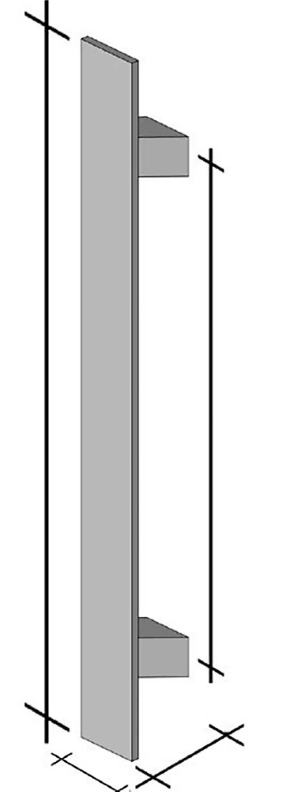 Hardwarexchange Poignée De Porte Extérieure<Poignée de tirage - inclinée 60 - Rectangle 40x10 mm - Entraxe350 - S55 - A62 - L500 mm - INOX 304 poli