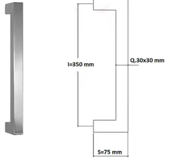 Hardwarexchange Poignée de tirage Carrée 30x30 mm - Entraxe350 mm - INOX 304 poli- Poignée De Porte Extérieure